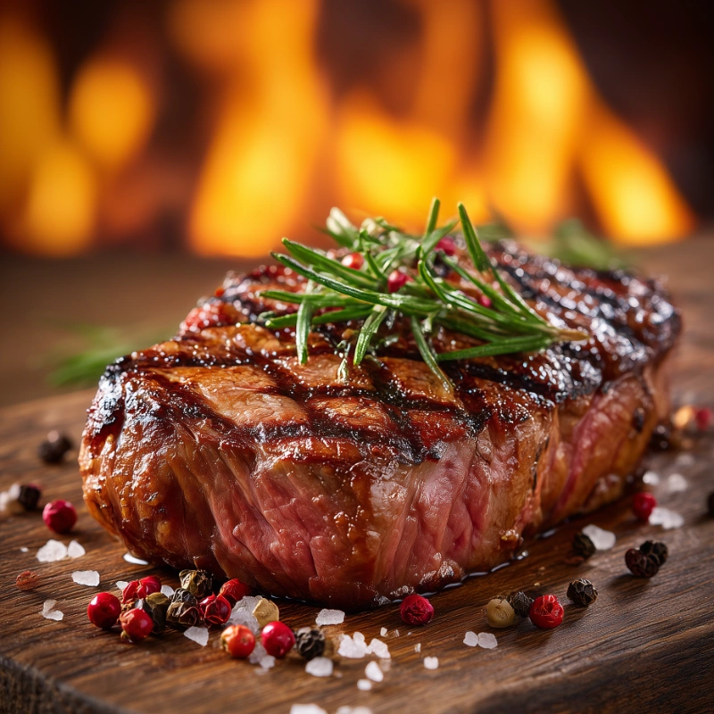 Steak připravený na grilu v Angus Restaurant